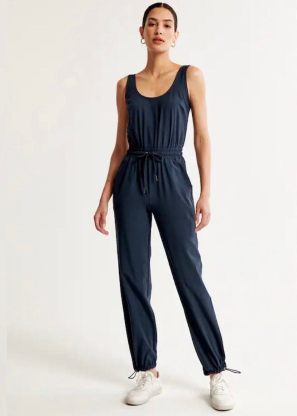 Abercrombie & Fitch Traveler Jumpsuit Women’s S Navy Blue Drawstring Jogger EUC